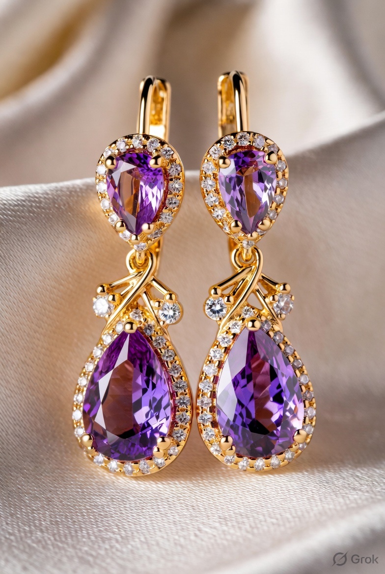 Lavender Crystal Earrings
